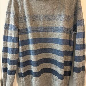 Banana Republic Men’s Medium Thin Crew Neck Striped Sweater Blue Gray